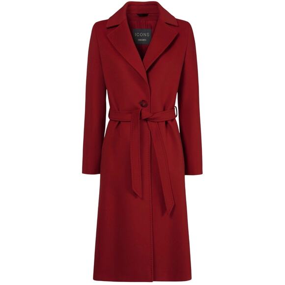 Cinzia Rocca Icons Belted Ruby Red Wool and Cashmere Coat - Picture 1 of 10